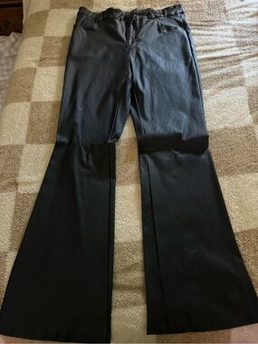 Black Leather Flare Pants